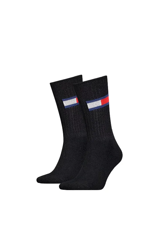 Tommy Jeans 2 Pack Flag Socks, Black