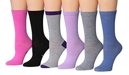 Tipi Toe Women's 6-Pairs Colorful Funky Patterned Crew Dress Socks (WC89-A)