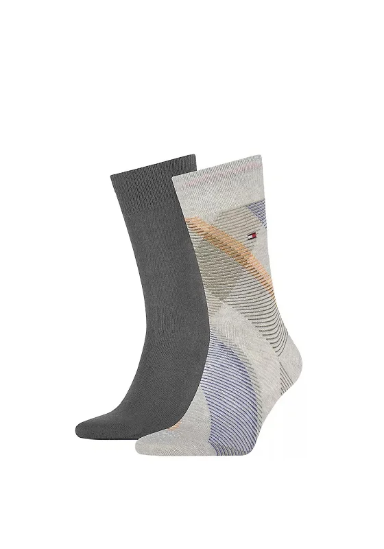 Tommy Hilfiger 2 Pack Diagonal Stripe Socks, Grey