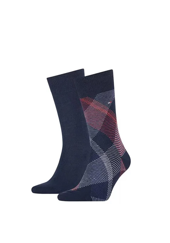 Tommy Hilfiger 2 Pack Diagonal Stripe Socks, Navy