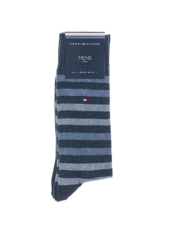 Tommy Hilfiger Men’s 2 Pack Jeans Blue Stripe Socks