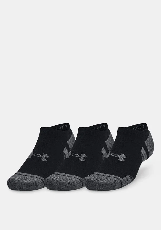 Under Armour Performance Cotton 3 Pack No Show Socks, Black