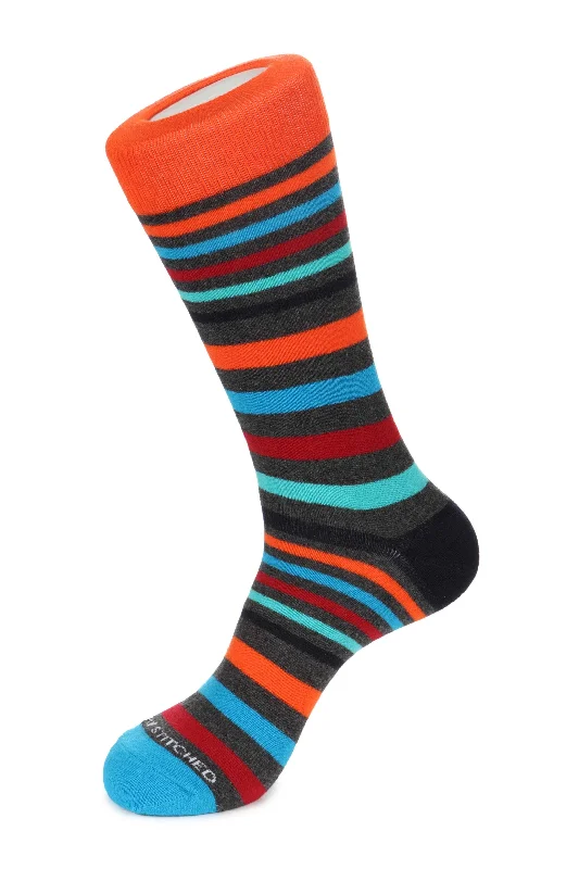 Dark Heather Grey Orange Blue