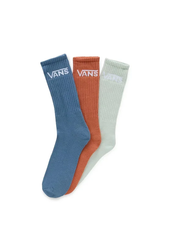 Vans 3 Pair Crew Logo Socks, Blue Multi UK8.5-12