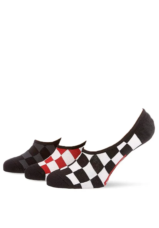 Vans 3 Pair Checkerboard No Show Socks, Black Multi UK8.5-12