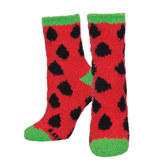 Watermelon Fuzzy Women's Crew Socks