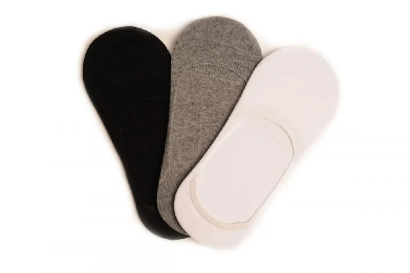 White, Grey & Black Cotton Footsies (3 Pairs)