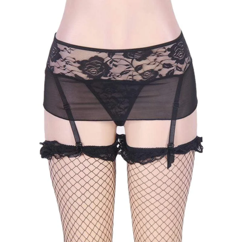 Women's Gothic Floral Lace Mesh Underwear