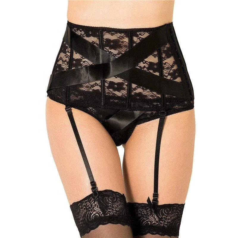 Women's Gothic Strappy Mesh Splice Lace Underwear