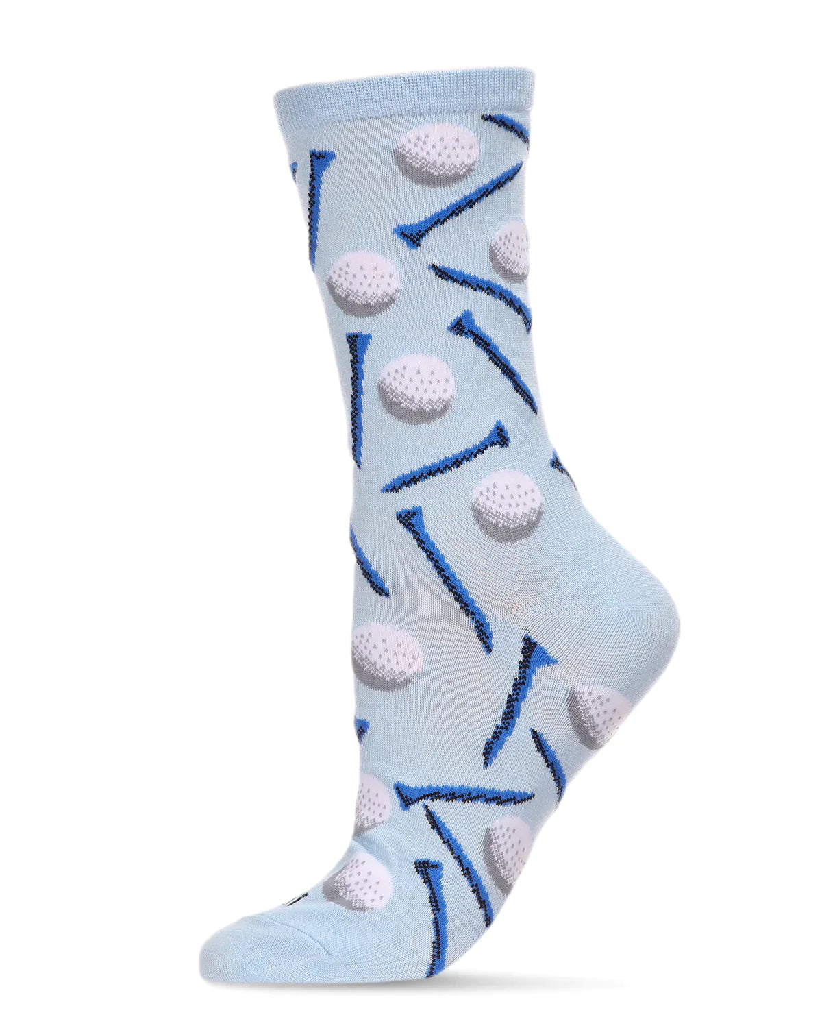 Women's Sock-Golf-Light Blue- Bamboo Crew Sock-Mcv07658