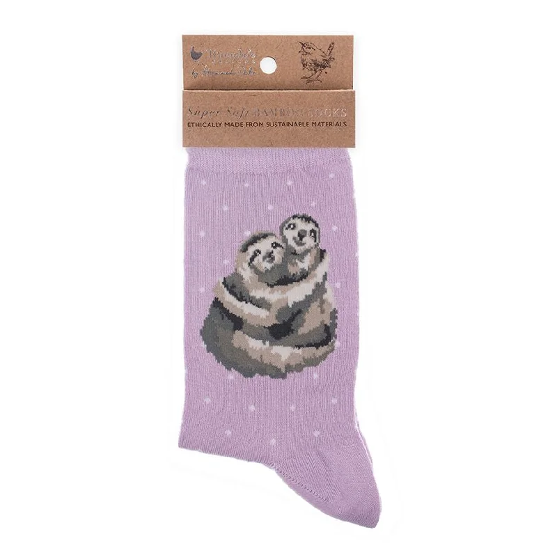 Socks-Big Hugs-Sloth-Puple-Women's-sock009